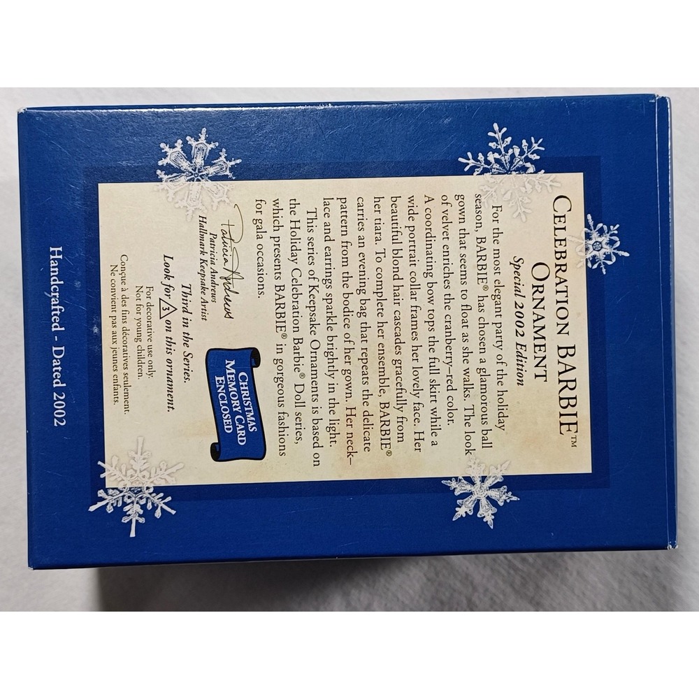 Vintage 2002‎ Hallmark Celebration Barbie Keepsake Ornament QX8163 Christmas - Picture 3 of 4